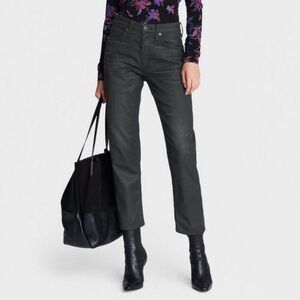 Rag & Bone Maya High Rise Ankle Slim Jeans Black Organic Cotton Button Fly 25